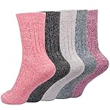 UV STYLISH 5 Paar Winter Socken Damen Dicke Wollsocken, Wandersocken Warme...