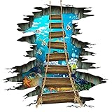 GLITZFAS Boden Aufkleber 3D Bodenaufkleber Zugbrücke Wandtattoo...