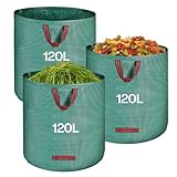 QOEOTUY Gartensack 3X 120L - Gartenabfallsack Stabi mit 4 Griffe -...