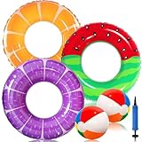 Chennyfun 5 Stück Pool Spielzeug Kit, Aufblasbare Frucht Schwimmringe 90...
