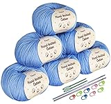 Wolle zum Stricken, Homewit 6 Bälle Baumwolle zum Stricken, 100% Babywolle...