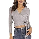 ORANDESIGNE Damen Elegant Strickpullover Wickelpullover V-Ausschnitt Lange...