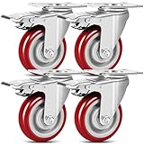 4er Set Schwerlastrollen mit Bremse, Transportrollen 75mm, Rollen...