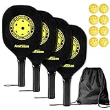 Pickleball Paddelschläger - Amicoson Pickleball Schläger Set mit 4...