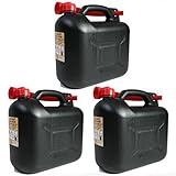 BAUPROFI 3er Set: 3X Benzinkanister 10 Liter schwarz KKS 10 PE...