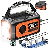 12000mAh Kurbelradio mit Handyladefunktion Solar,2 Sonnenkollektoren,AM/FM...