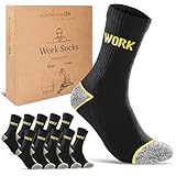 Premium Arbeitssocken Herren 43-46 WORK Socken Schwarz Baumwolle...