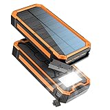 Solar Powerbank 27.000 mAh, PD20W Wasserdichtes Solar Ladegerät USB C...