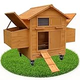 Melko Hühnerhaus für 4 Hühner rollbar 157x90x114cm Hühnerstall aus Holz...