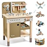 Kinder Werkzeug Set, hölzerne Werkzeuge Bank mit Schürze Kleinkind...