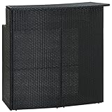 CINDERFUL Garten-Bartisch Schwarz 120x55x110 cm Poly Rattan Gartenmöbel