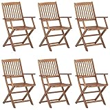 Eleganz Klappbare Gartenstühle 6 STK. mit Kissen aus Massivholz Akazie -...