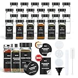 Gewürzgläser Eckig mit Etiketten Set 24er: Kleine Gewürzdosen Glas 120ml...