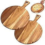 Bcuuozeeing Pizzateller Holz, 2 Stück 40 cm Rund Pizzabrett Holz, Pizza...