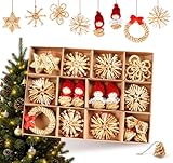 Strohsterne Weihnachtsbaum, 38 Stück Weihnachtlicher Baumschmuck Stroh...