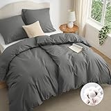 BEDSURE Bettwäsche 135x200 Baumwolle 4teilig - Bettwäsche-Sets Grau...