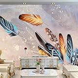 Handgemalt Bunt Federn Abstrakt Kunst Moderne 3D Tapete Hochwertige...
