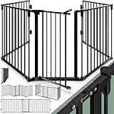 CASARIA® Kaminschutzgitter Baby mit Sicherheitstür Metall ohne Bohren...