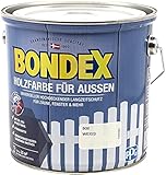 Bondex Holzfarbe für Außen, 2,5 L, Weiß, für ca. 25 m², Wetter- &...