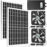 blessny Solar-Doppelventilator mit 66,6 Wh Akku-Backup, 50 W...