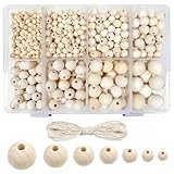 TOAOB Holzperlen zum Auffädeln 1050 Stück Holzkugeln mit Loch 6mm 8mm...