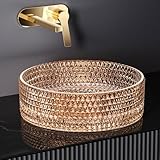 EMKE Aufsatzwaschbecken Glaswaschbecken Rund, Waschbecken Glas Transparent...