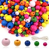 TOAOB 600 Stück Natürliche Runde Bunte Holzperlen set 6 bis 14mm...