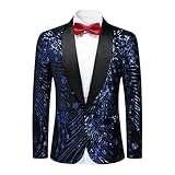 YFFUSHI Sakko Herren Blazer Luxus Pailletten Schal Revers Kleid Slim Fit 1...