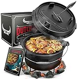 BBQ Dutch Oven [Das Original] - Dutch Oven Set 7 Liter – Eingebrannter...