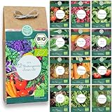 Bio Balkon & Hochbeet Gemüse Samen Set – 12 samenfeste Bio Gemüsesamen...