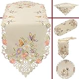 Quinnyshop Bunte Blumen Schmetterling Stickerei Deckchen 40 cm Rund...