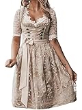 ORANDESIGNE Dirndl Damen midi Trachtenkleid Damen Trachtenrock Trachtenmode...