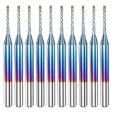 QUARKZMAN 10Stk Ende Fräsen CNC Fräser Bits 1/8' Schaft 1mm Blau...
