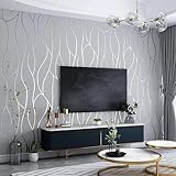 Swehooirt 9,5 m x 0,53 m Vliestapete grau silber Mustertapete Elegance...
