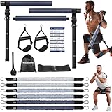 ALongSong Fitnessbänder Pilates Bar Set 6 Widerstandsbänder mit Stange...