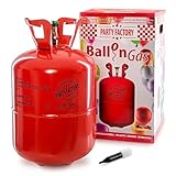 Party Factory Ballongas, 400l Helium für 50 Luftballons, Einwegflasche mit...