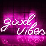 LUFEIS Good Vibes Neon LED Schild, LED Schriftzug Wand Personalisiert,...