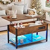 YITAHOME Couchtisch mit Anhebbarer Platte, Leicht Anzuheben, 2-Stufiger...