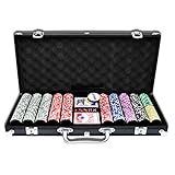 UISEBRT Pokerkoffer Set 500 Chips - Pokerset Laser inkl. 2X Pokerdecks, 5X...