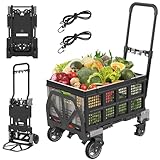 2-in-1 Sackkarre Klappbar mit klappbox, Transportwagen mit Verstellbarer...