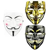 YEAPEAK 3 Stück Anonymous Mask, Hacker Maske v Für Vendetta Maske - Guy...