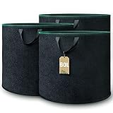 GardenGloss® Pflanzsack (3 Stück) - 60L Pflanztasche aus Vliesstoff -...