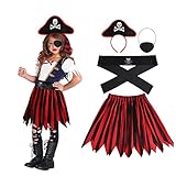 Aomig Piratenkostüm Kinder, 4 Pcs Piraten Kostüm Piratengürtel...