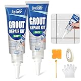 Grau Fliesen Reparatur Set mit Fliesenmörtel und Spachtel, 2 Packungen...