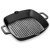 Velaze Grillpfanne Gusseisen 32x27,5 cm, Gusseisenpfanne Grill, Bratpfanne...