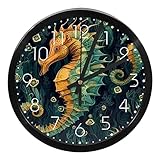 Wanduhr, Seepferdchen-Farbmuster, 24 cm, leise, nicht tickend, leicht zu...