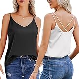 Ekouaer Trägertop Damen Top Elegant Röcke Damen Sommer Blusentop Satin...