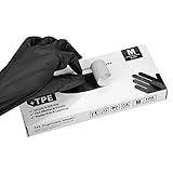 Gedikum Schwarze Einmalhandschuhe TPE puderfrei & latexfrei, Handschuhe...