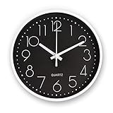 CIMOYBAI 20cm/8 Zoll Modern Schwarz Wanduhr, Leise, Ohne Tickgeräusche,...