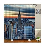 Mesnt Duschvorhang Polyestergewebe, Hochhäuser Luftbild Polyester Textil...